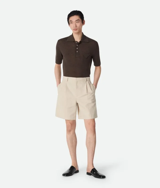 Shorts aus Baumwoll- und Leinen-Twill