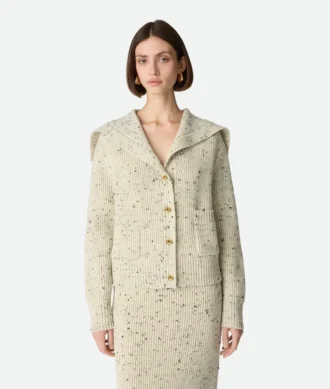Strickjacke aus Wolle mit englischem Rippenmuster