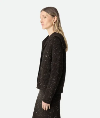 Strickjacke aus Wolle mit englischem Rippenmuster