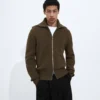 Strickjacke aus Wolle und Baumwolle mit Reißverschluss Strickjacke aus Wolle und Baumwolle mit Reißverschluss