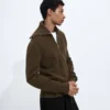 Strickjacke aus Wolle und Baumwolle mit Reißverschluss Strickjacke aus Wolle und Baumwolle mit Reißverschluss