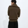 Strickjacke aus Wolle und Baumwolle mit Reißverschluss Strickjacke aus Wolle und Baumwolle mit Reißverschluss