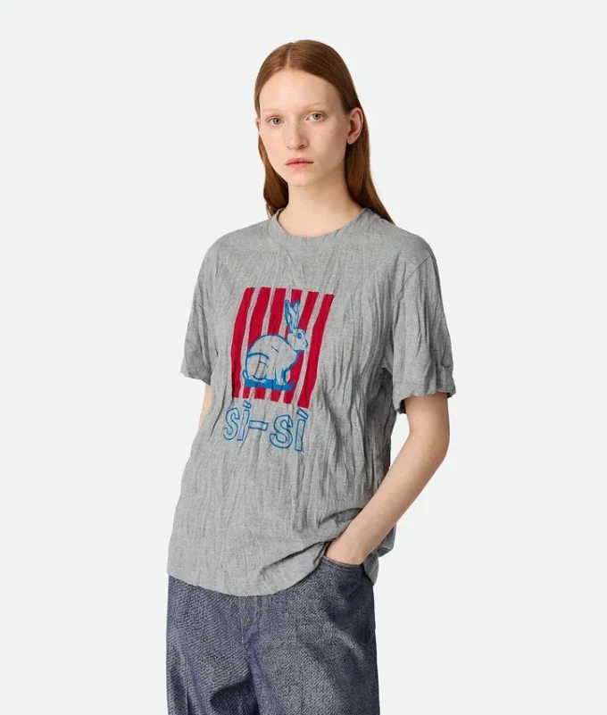 T-Shirt aus bedrucktem Jersey mit Crushed-Effekt T-Shirt aus bedrucktem Jersey mit Crushed-Effekt