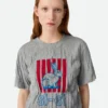 T-Shirt aus bedrucktem Jersey mit Crushed-Effekt T-Shirt aus bedrucktem Jersey mit Crushed-Effekt