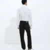 Verwaschene schwarze Jeans mit geradem Bein Verwaschene schwarze Jeans mit geradem Bein