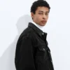 Verwaschene schwarze Jeansjacke Verwaschene schwarze Jeansjacke