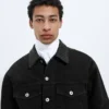 Verwaschene schwarze Jeansjacke Verwaschene schwarze Jeansjacke